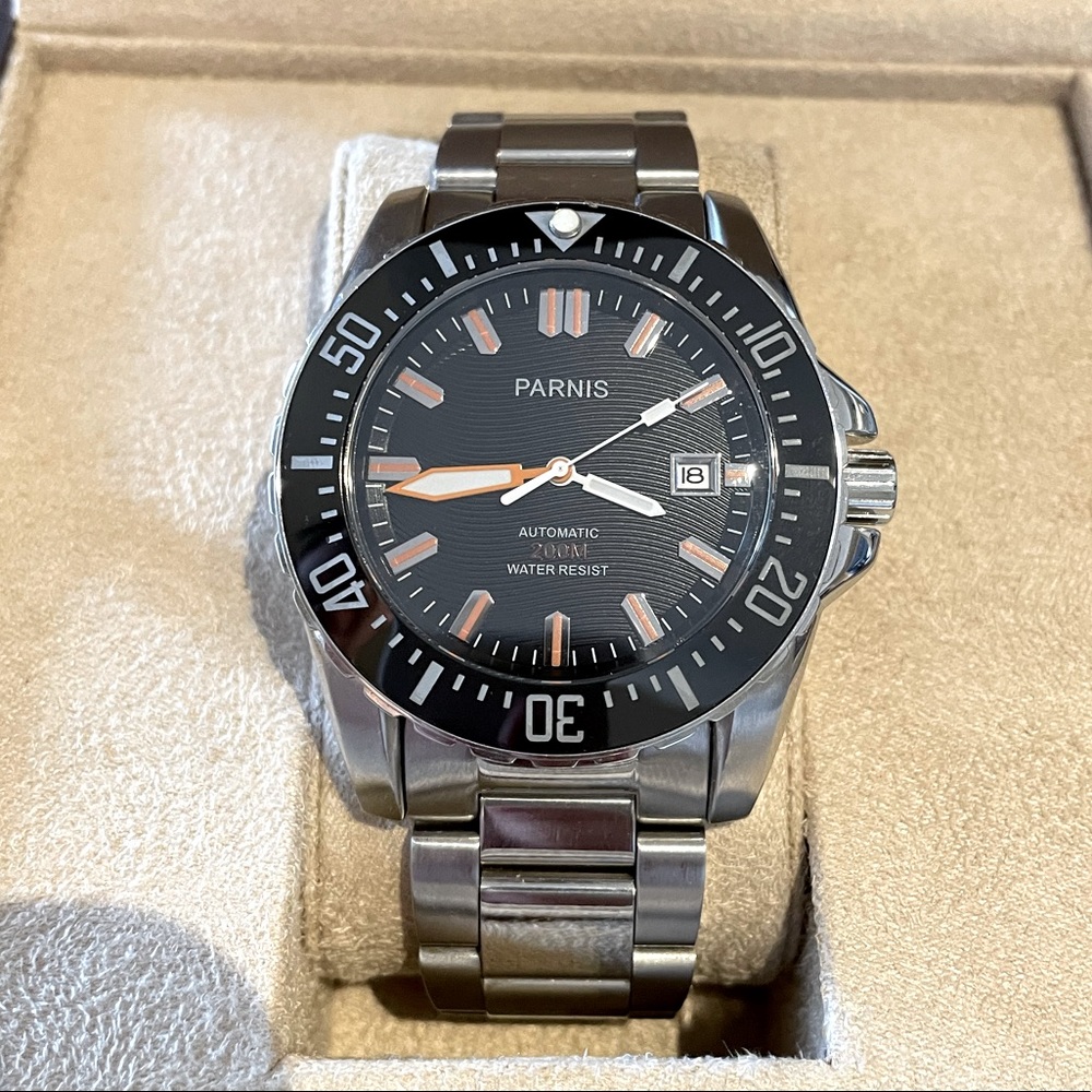 PARNIS 200M Diver Watch + Tropical Rubber strap + Milanese Strap